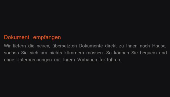 5. Datei annehmen: Wir liefern die neuen, übertragenen Unterlagen unmittelbar bei Ihnen nach Hause, sodass Sie sich um nichts kümmern müssen. So dürfen Sie bequem und ohne Unterbrechungen mit Ihrem eigenen Vorhaben weiterfahren.