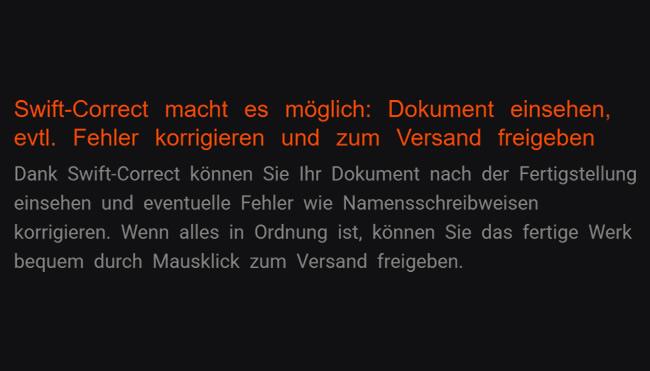 4. Dank Swift-Correct: Dokument anschauen, mögliche Fehler korrigieren und zum Versenden genehmigen: Dank Swift-Correct lassen Sie das Unterlage nach der Fertigstellung anschauen und ggf. Mängel wie Namensschreibweisen berichtigen. Falls das Ganze in Recht bleibt, freigeben Sie das abgeschlossene Produkt problemlos via Klick mit der Maus zum Abschicken.